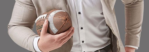 Employee with football