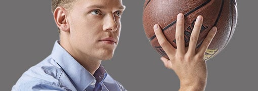 Employee Jan with basketball