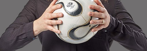 Employee with soccer ball