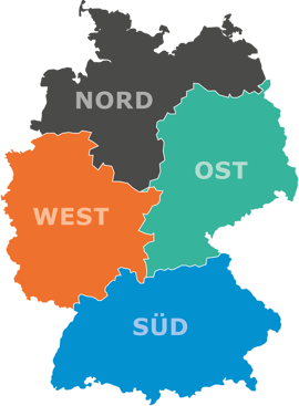 Beispielhafte Vertriebsregionen des Außendienstes in Deutschland