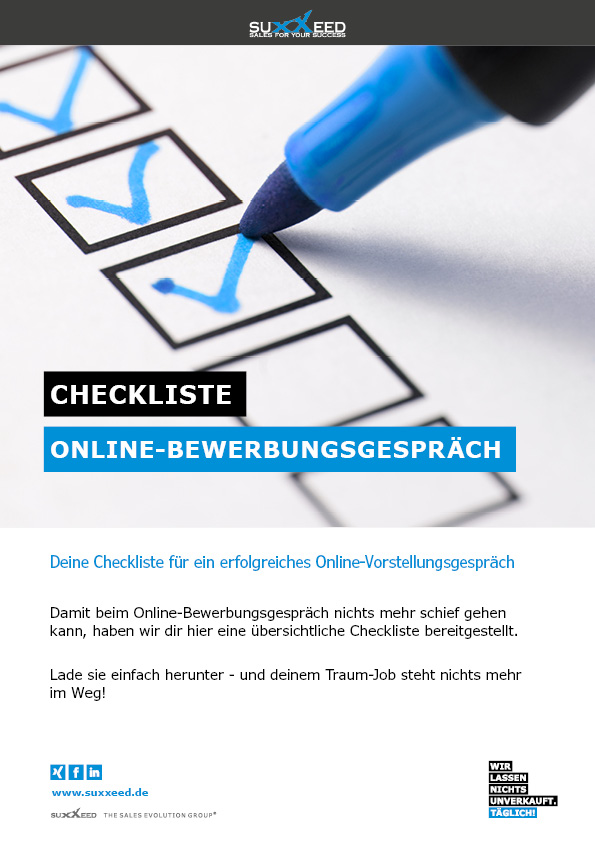 Cover SUXXEED-Checkliste Online-Vorstellungsgespräch